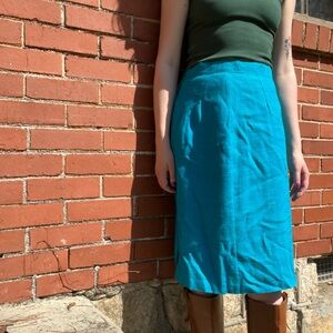 Norton McNaughton Teal Midi Skirt